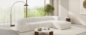 English Elm 122 Inch Modern L-Shaped Sectional with Chaise High-Density Foam Low-Profile Living Room Sofa N767P277694A