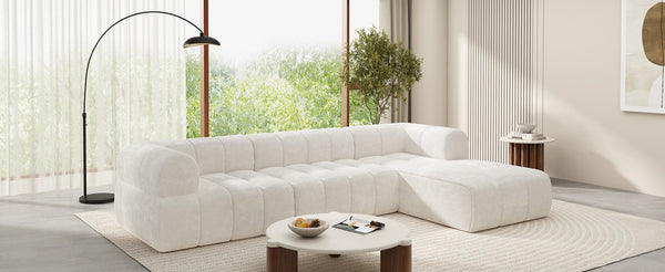 English Elm 122 Inch Modern L-Shaped Sectional with Chaise High-Density Foam Low-Profile Living Room Sofa N767P277694A