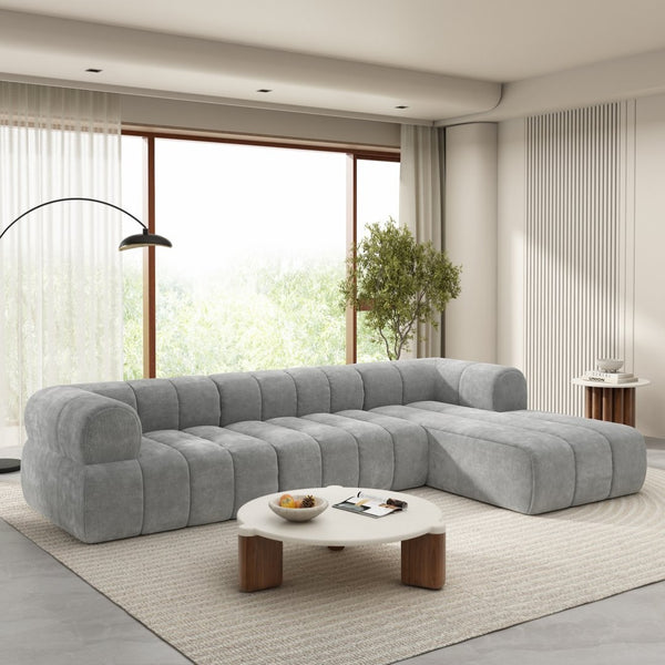 English Elm 122 Inch Modern L Shaped Sectional with Chaise High Density Foam Low Profile Living Room N767P277694E