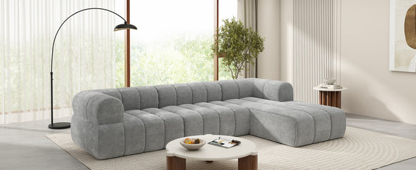 English Elm 122 Inch Modern L Shaped Sectional with Chaise High Density Foam Low Profile Living Room N767P277694E