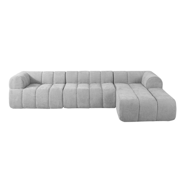 English Elm 122 Inch Modern L Shaped Sectional with Chaise High Density Foam Low Profile Living Room N767P277694E