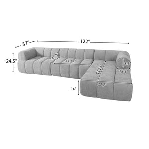 English Elm 122 Inch Modern L Shaped Sectional with Chaise High Density Foam Low Profile Living Room N767P277694E