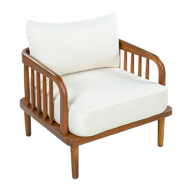 English Elm Acacia Wood Deep Seat Outdoor Lounge Chair with Slatted Arms and Teak Finish N767P359145N