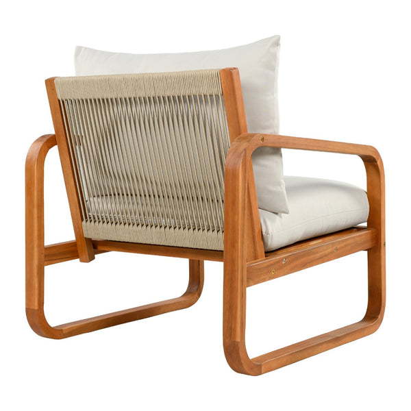 English Elm 4-piece Acacia Wood Outdoor Conversation Set with Plush Cushions for Patio Poolside N767P359149N