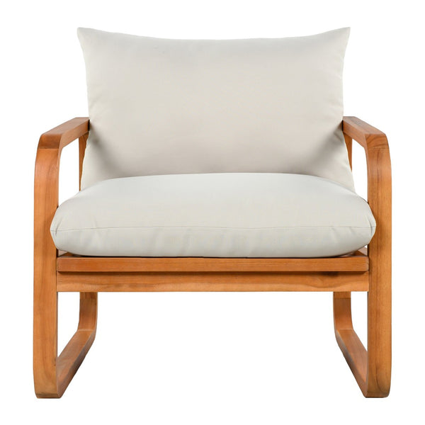 English Elm 4-piece Acacia Wood Outdoor Conversation Set with Plush Cushions for Patio Poolside N767P359149N