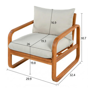 English Elm 4-piece Acacia Wood Outdoor Conversation Set with Plush Cushions for Patio Poolside N767P359149N