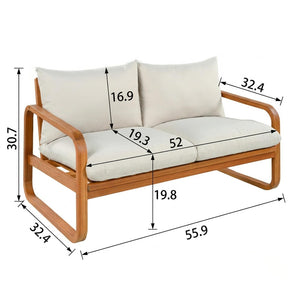 English Elm 4-piece Acacia Wood Outdoor Conversation Set with Plush Cushions for Patio Poolside N767P359149N
