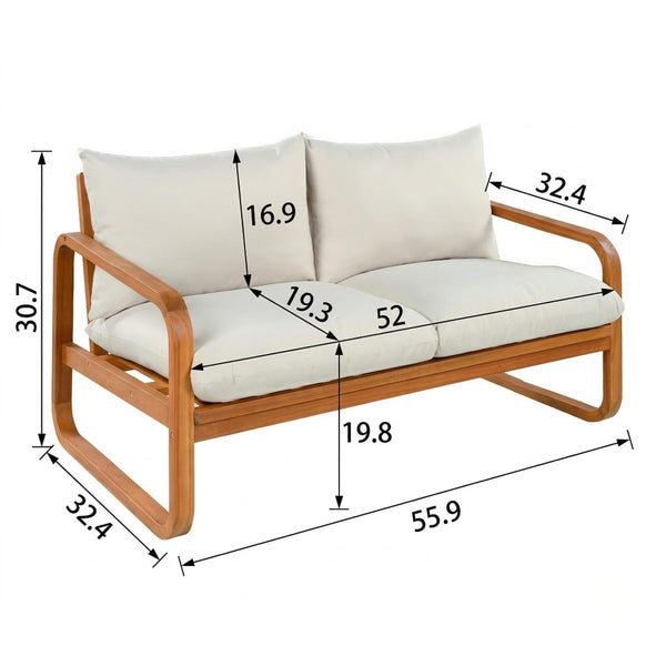 English Elm 4-piece Acacia Wood Outdoor Conversation Set with Plush Cushions for Patio Poolside N767P359149N