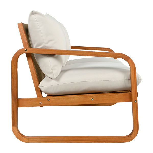 English Elm 4-piece Acacia Wood Outdoor Conversation Set with Plush Cushions for Patio Poolside N767P359149N
