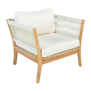 English Elm 30.3" Solid Acacia Outdoor Lounge Chair with Handwoven Rope and Deep Cushions N767P365575A