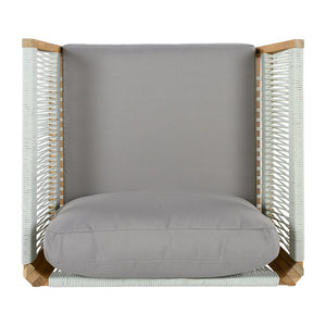 English Elm 30.3" Outdoor Acacia Wood Lounge Chair with Handwoven Rope and Thick Cushions N767P365575E