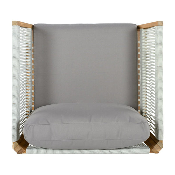 English Elm 30.3" Outdoor Acacia Wood Lounge Chair with Handwoven Rope and Thick Cushions N767P365575E