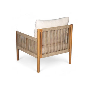 English Elm Modern Woven Patio Lounge Chair Solid Wood Frame Weather Resistant Cushions Outdoor N767P373337T