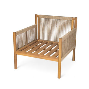 English Elm Modern Woven Patio Lounge Chair Solid Wood Frame Weather Resistant Cushions Outdoor N767P373337T