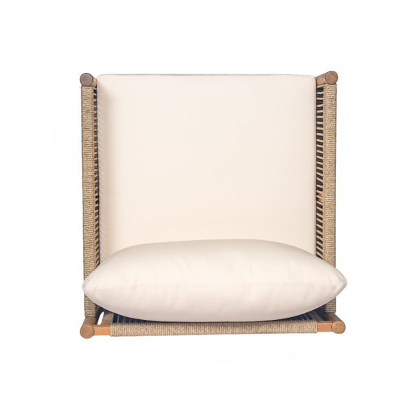 English Elm Modern Woven Patio Lounge Chair Solid Wood Frame Weather Resistant Cushions Outdoor N767P373337T