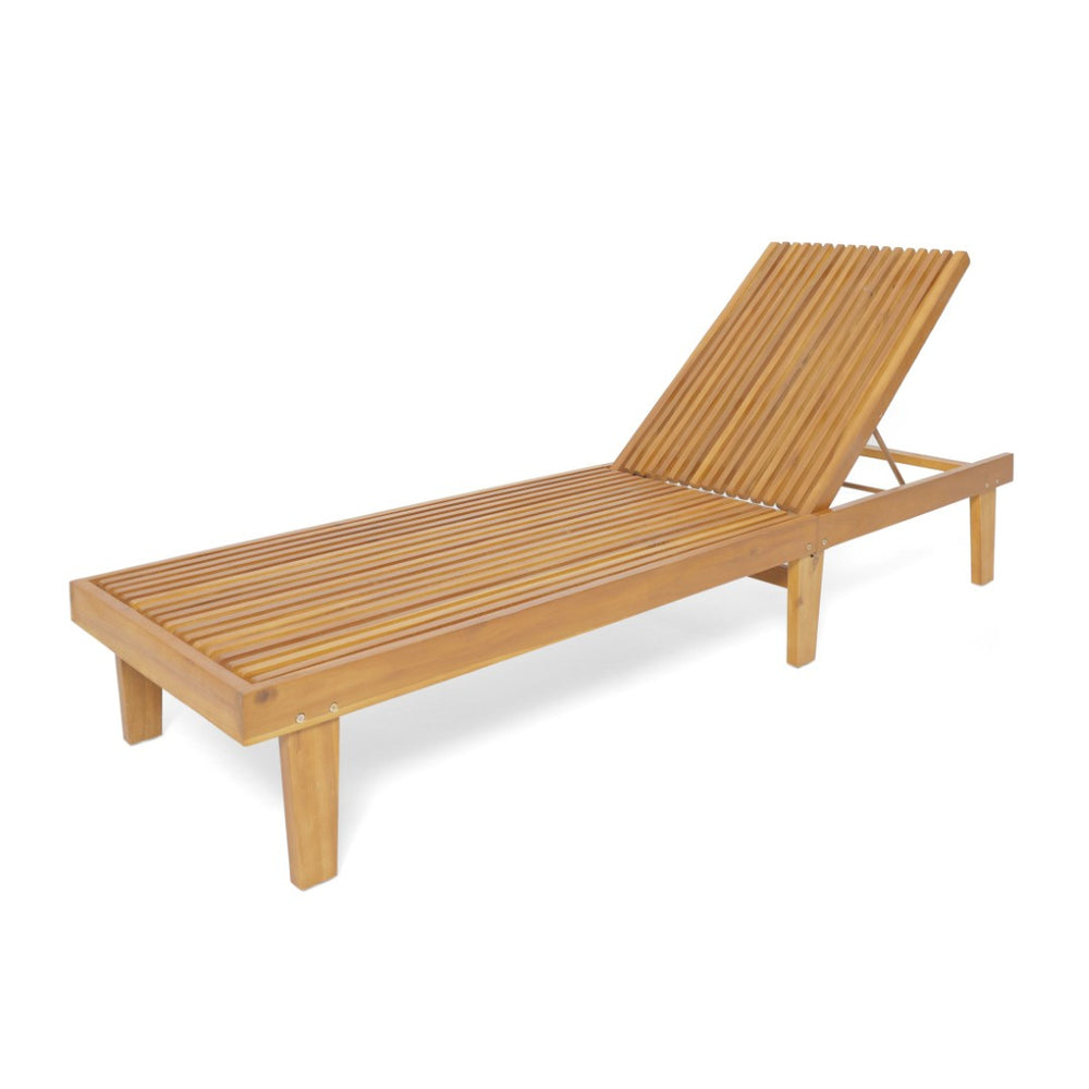 English Elm Nadine Outdoor Slatted Wood Chaise Lounge for Pool Decks and Patio Relaxation N767P384822T