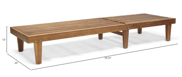 English Elm Nadine Outdoor Slatted Wood Chaise Lounge for Pool Decks and Patio Relaxation N767P384822T
