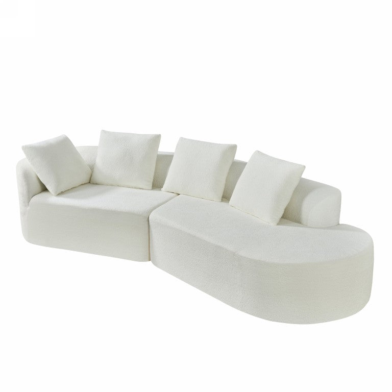 English Elm 116 Inch Curved Pearl Fabric Sectional Sofa with Chaise for Modern Living Rooms N767P388359A