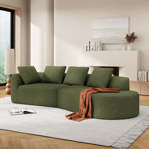 English Elm 116 Inch Curved Pearl Sectional Sofa with Chaise Seating Five in Retro Modern Style N767P388359F