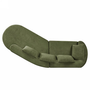 English Elm 116 Inch Curved Pearl Sectional Sofa with Chaise Seating Five in Retro Modern Style N767P388359F