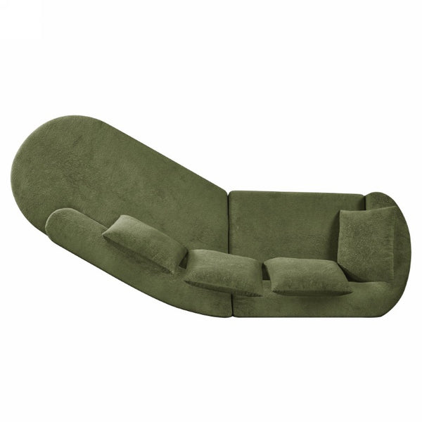 English Elm 116 Inch Curved Pearl Sectional Sofa with Chaise Seating Five in Retro Modern Style N767P388359F