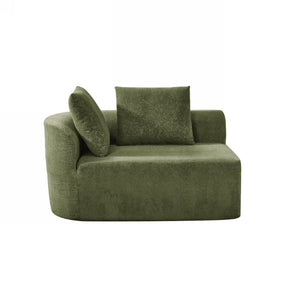 English Elm 116 Inch Curved Pearl Sectional Sofa with Chaise Seating Five in Retro Modern Style N767P388359F