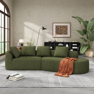 English Elm 116 Inch Curved Pearl Sectional Sofa with Chaise Seating Five in Retro Modern Style N767P388359F