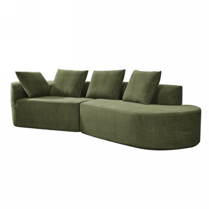 English Elm 116 Inch Curved Pearl Sectional Sofa with Chaise Seating Five in Retro Modern Style N767P388359F