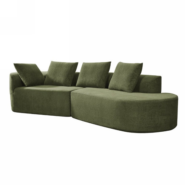 English Elm 116 Inch Curved Pearl Sectional Sofa with Chaise Seating Five in Retro Modern Style N767P388359F