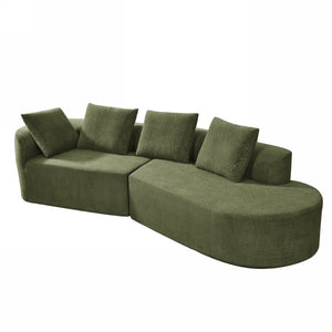English Elm 116 Inch Curved Pearl Sectional Sofa with Chaise Seating Five in Retro Modern Style N767P388359F