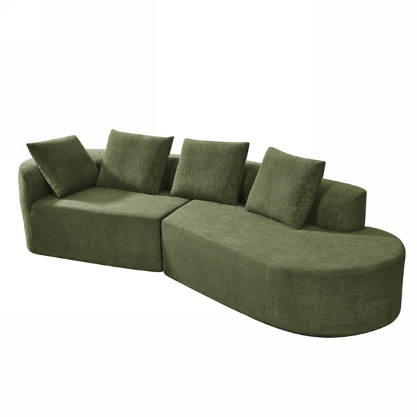 English Elm 116 Inch Curved Pearl Sectional Sofa with Chaise Seating Five in Retro Modern Style N767P388359F