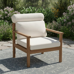 English Elm 28" Solid Acacia Outdoor Lounge Chair Mid-century Deep Seat with Bolster Patio Deck N767P389773L