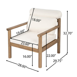 English Elm 28" Solid Acacia Outdoor Lounge Chair Mid-century Deep Seat with Bolster Patio Deck N767P389773L