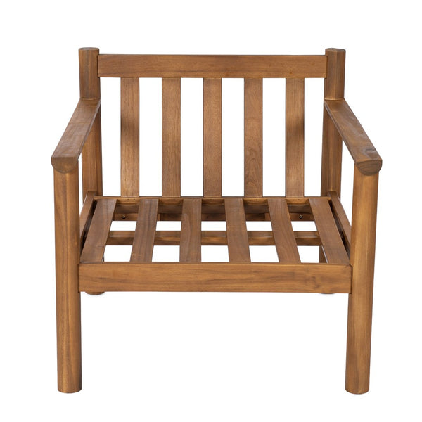 English Elm 28" Acacia Hardwood Outdoor Lounge Chair Mid Century Deep Seat with Bolster Cushion N767P389773T