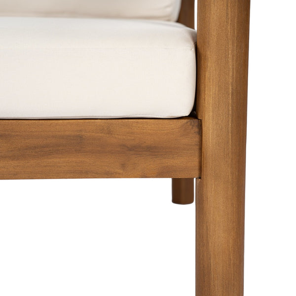 English Elm 28" Acacia Hardwood Outdoor Lounge Chair Mid Century Deep Seat with Bolster Cushion N767P389773T