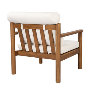 English Elm 28" Acacia Hardwood Outdoor Lounge Chair Mid Century Deep Seat with Bolster Cushion N767P389773T