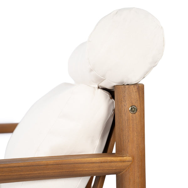 English Elm 28" Acacia Hardwood Outdoor Lounge Chair Mid Century Deep Seat with Bolster Cushion N767P389773T