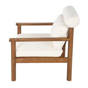 English Elm 28" Acacia Hardwood Outdoor Lounge Chair Mid Century Deep Seat with Bolster Cushion N767P389773T