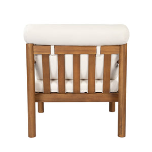 English Elm 28" Acacia Hardwood Outdoor Lounge Chair Mid Century Deep Seat with Bolster Cushion N767P389773T