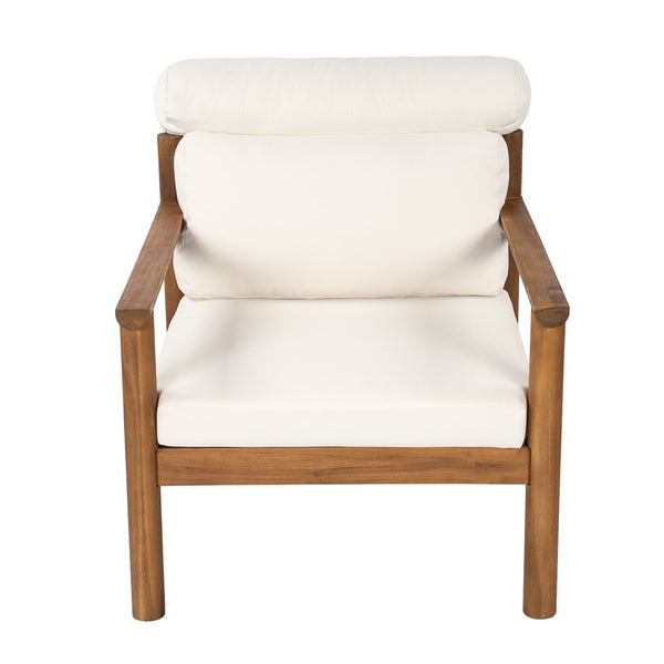 English Elm 28" Acacia Hardwood Outdoor Lounge Chair Mid Century Deep Seat with Bolster Cushion N767P389773T