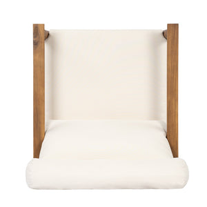 English Elm 28" Acacia Hardwood Outdoor Lounge Chair Mid Century Deep Seat with Bolster Cushion N767P389773T