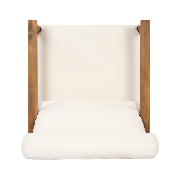English Elm 28" Acacia Hardwood Outdoor Lounge Chair Mid Century Deep Seat with Bolster Cushion N767P389773T