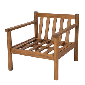 English Elm 28" Acacia Hardwood Outdoor Lounge Chair Mid Century Deep Seat with Bolster Cushion N767P389773T
