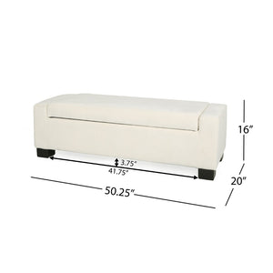 English Elm 50" Rectangular Storage Ottoman Bench Textured Fabric Hinged Lid Birch Legs Living N767P397108W