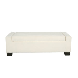 English Elm 50" Rectangular Storage Ottoman Bench Textured Fabric Hinged Lid Birch Legs Living N767P397108W