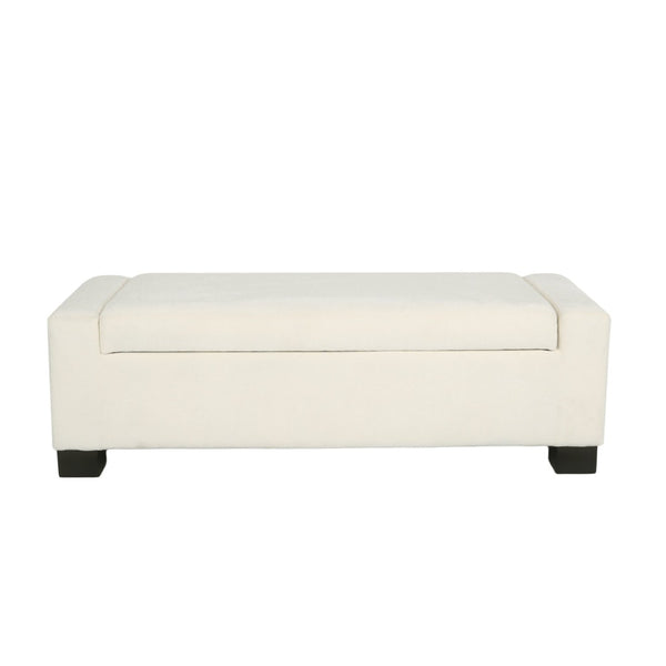 English Elm 50" Rectangular Storage Ottoman Bench Textured Fabric Hinged Lid Birch Legs Living N767P397108W