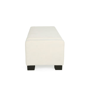 English Elm 50" Rectangular Storage Ottoman Bench Textured Fabric Hinged Lid Birch Legs Living N767P397108W