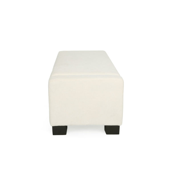 English Elm 50" Rectangular Storage Ottoman Bench Textured Fabric Hinged Lid Birch Legs Living N767P397108W