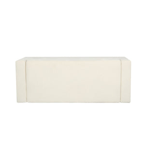 English Elm 50" Rectangular Storage Ottoman Bench Textured Fabric Hinged Lid Birch Legs Living N767P397108W