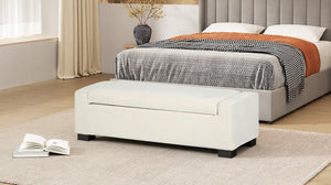 English Elm 50" Rectangular Storage Ottoman Bench Textured Fabric Hinged Lid Birch Legs Living N767P397108W